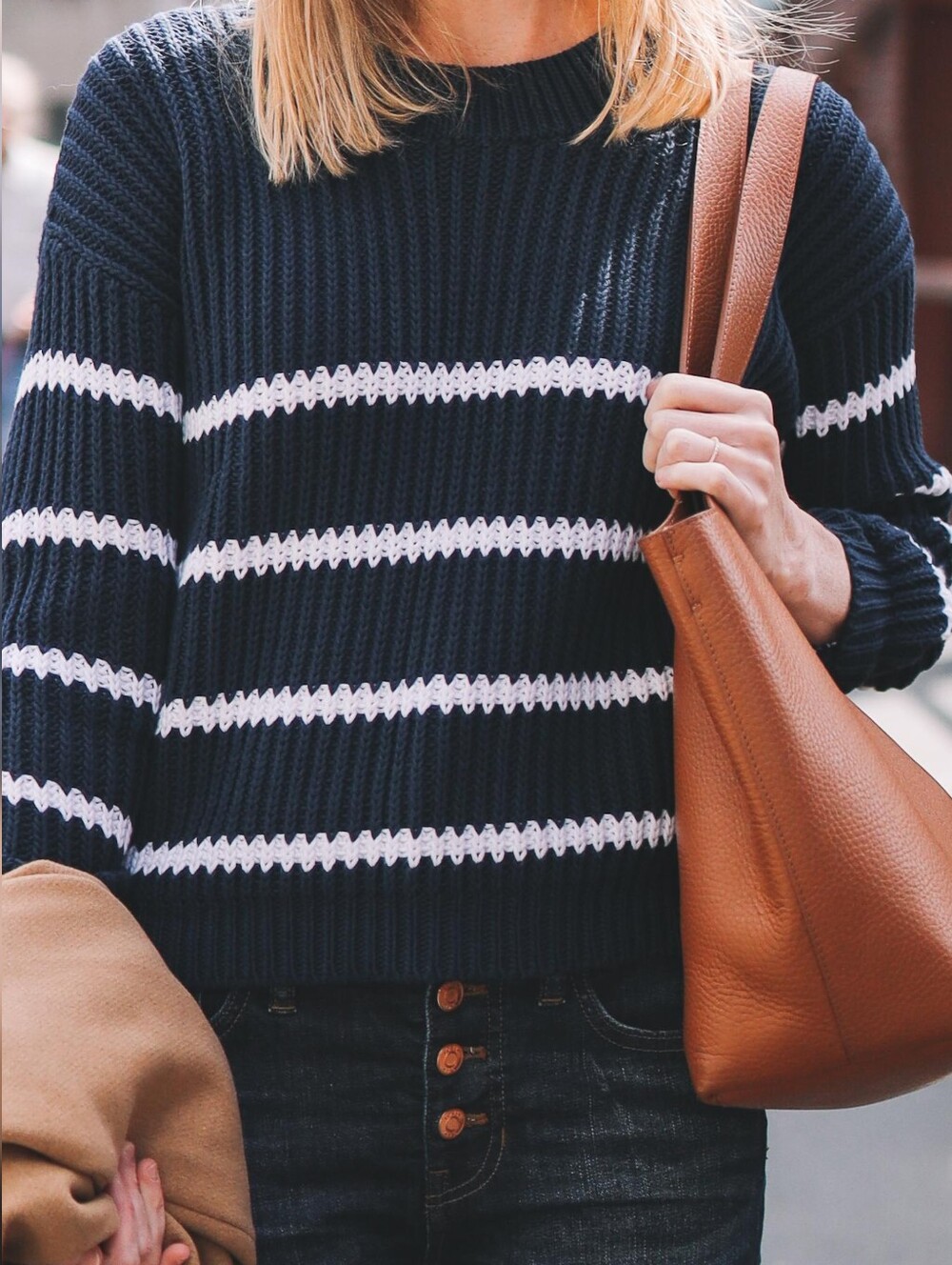 NWT Shxt That I Knit Classic Crew Striped Sweater
